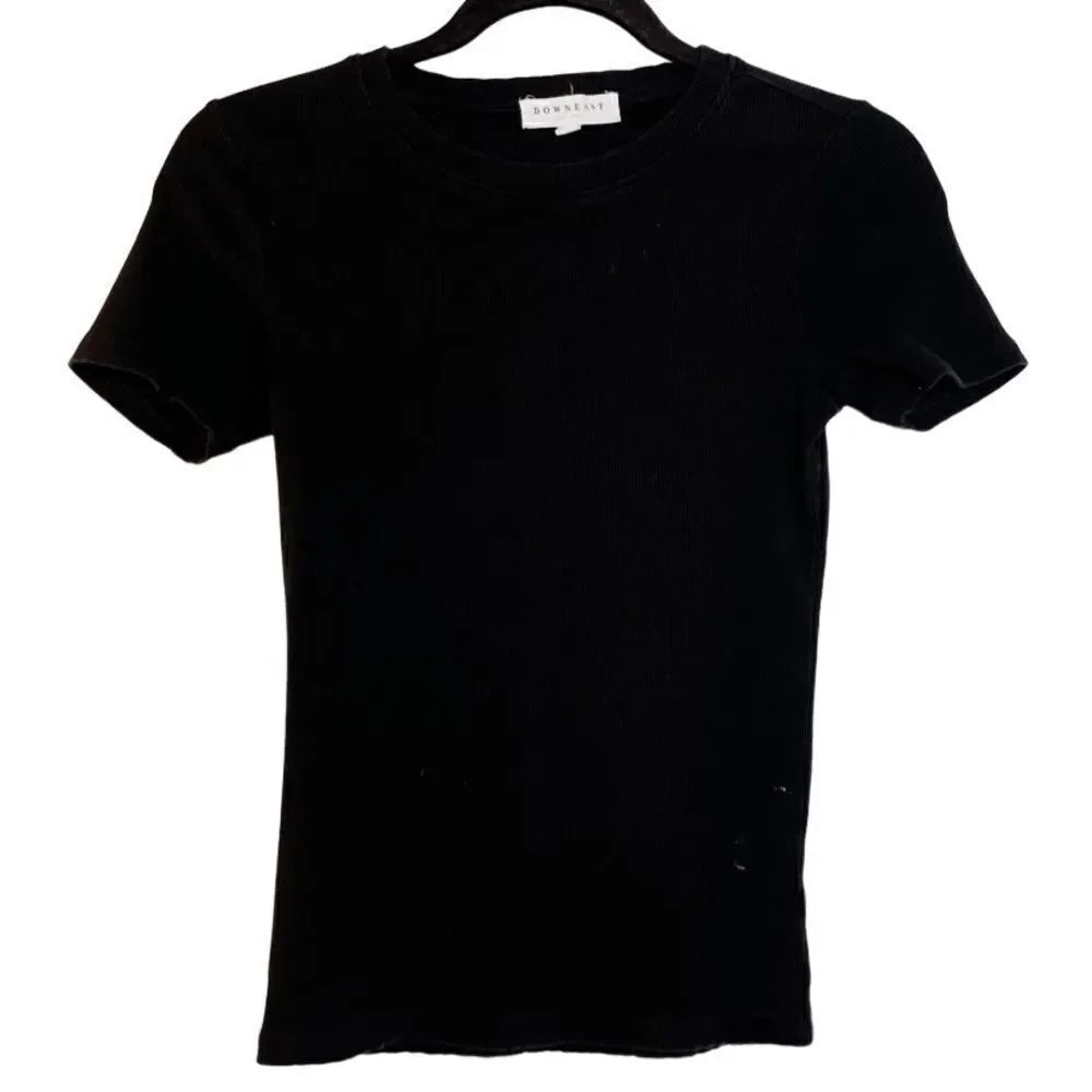 DownEast Thick Ribbed Short Sleeve Casual Shirt Black Small